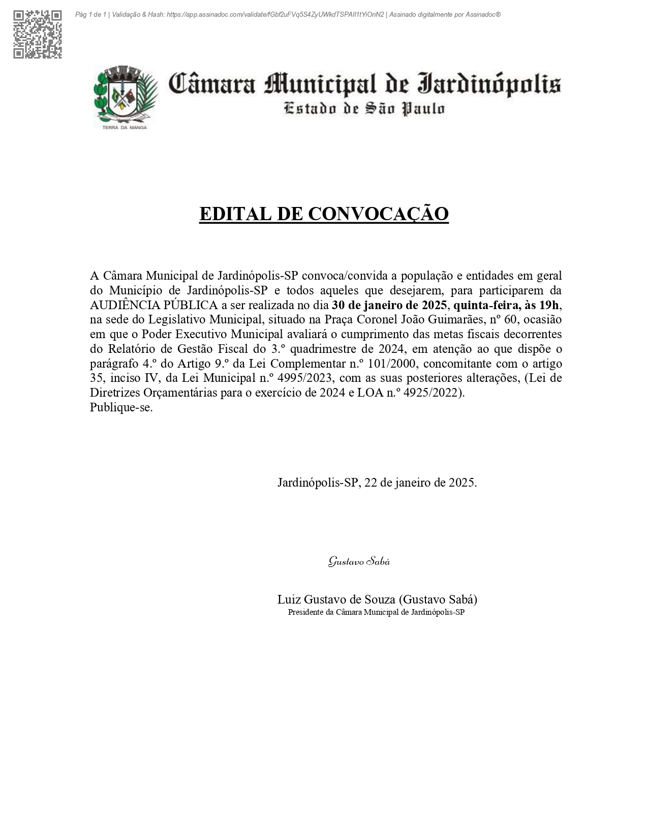 EDITAL DE CONVOCAÇÃO 