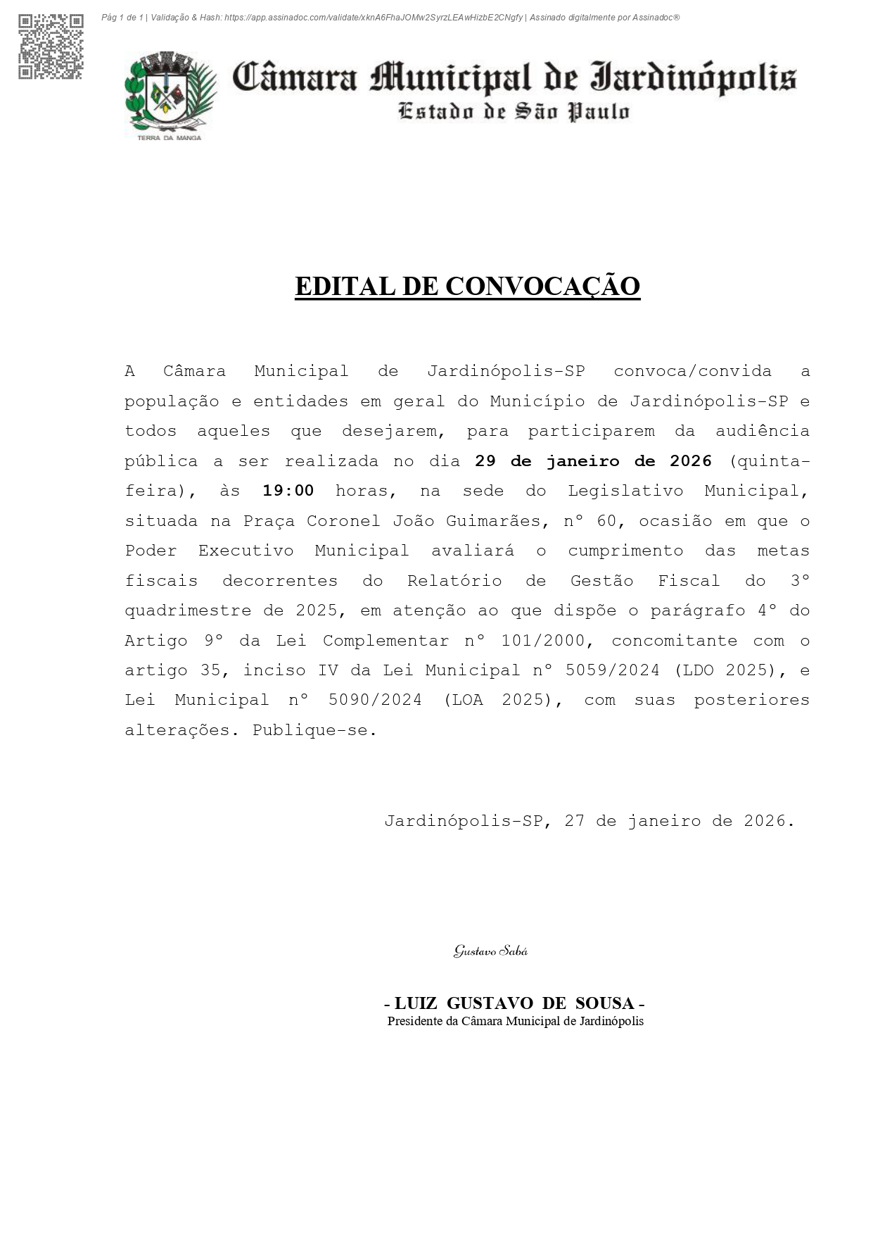 EDITAL DE CONVOCAÇÃO